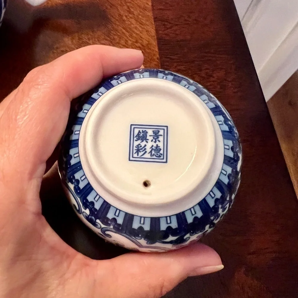 NWB Vintage Chinese Porcelain Blue & White Chinoiserie Mini Tea Set Never Used - Picture 10 of 10